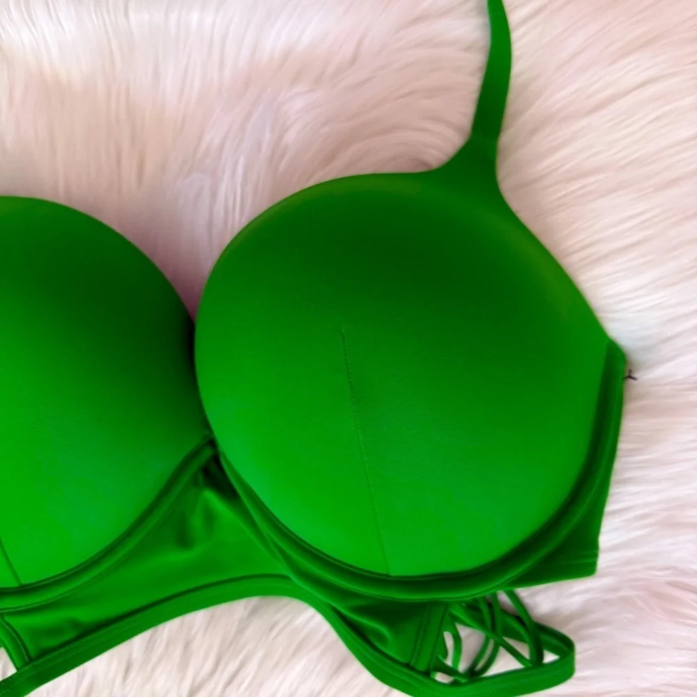 Victoria’s Secret Bombshell Push-Up Long Line Strappy Bikini Top 36DD - Picture 7 of 9